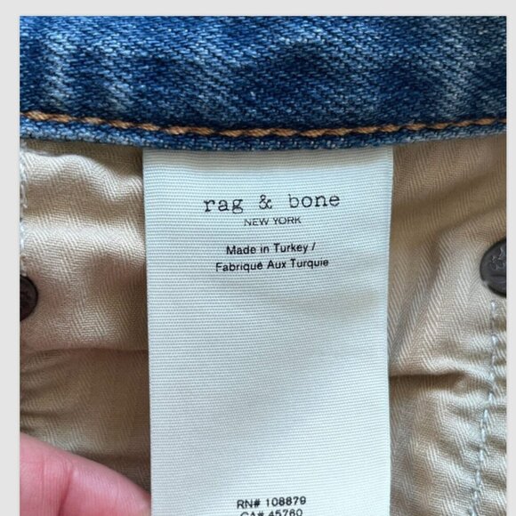 Rag & Bone Fit 2 Slim High Rise Jeans Size 32 Fire Island Button Fly Denim - Picture 8 of 8